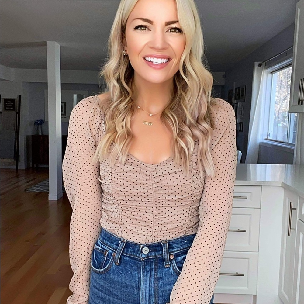Long sleeve bodysuit with polka dots